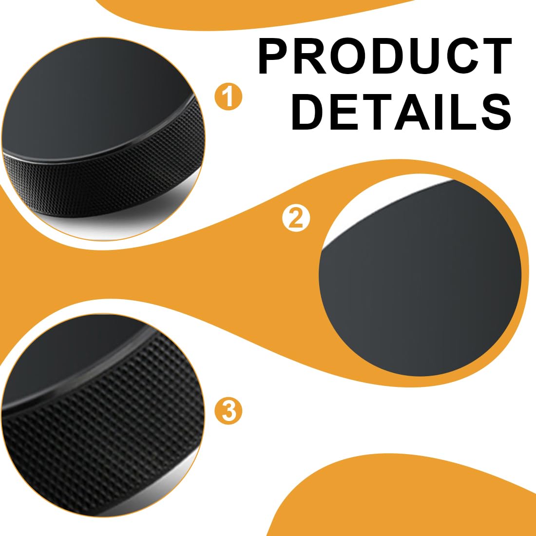EIHI 2 Pièces Pucks de Hockey de Pratique,Diamètre 3 Pouces/Épaisseur 1 Pouce,Légères Rondelles de Hockey en Mousse pour Entraînement et Entraînement Classique,Intérieur et l'extérieur(Noir)
