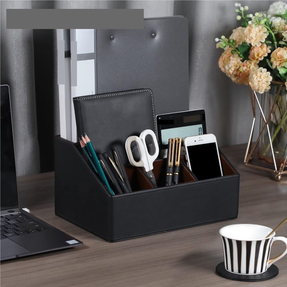 Stifteköcher Stifte Halter Schreibtisch-Stifthalter Aus Leder Als Wohn- Oder Büroaccessoire Aufbewahrungsbox Schreibtisch-Organizer(Brown)