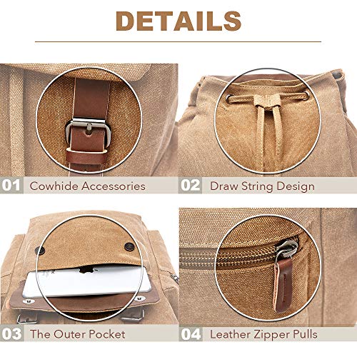 Rufun Leinwand Rucksack Jahrgang für Laptop Tagesrucksack Wandern Reisen Große Kapazität Tasche Unisex (Grün)