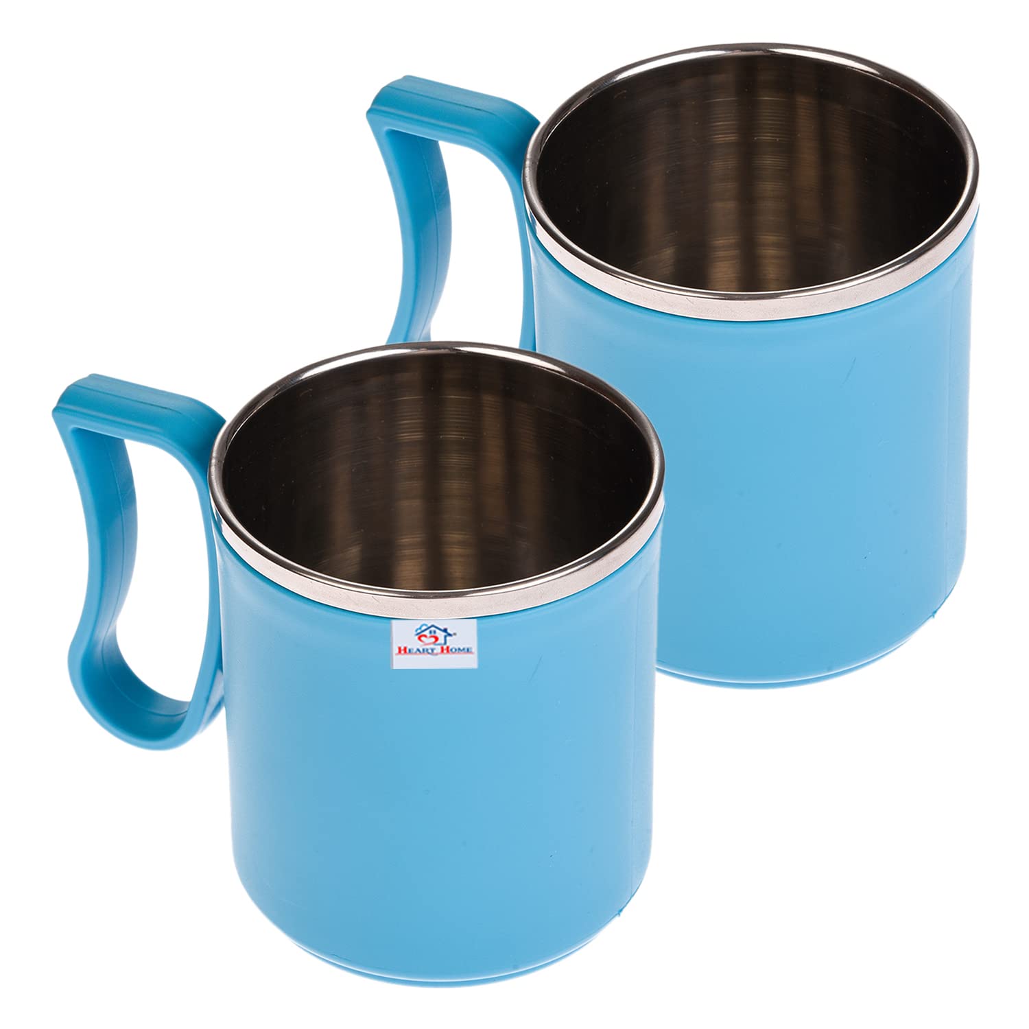 Heart Home Coffee Mug|Inside Stainless Steel Double Wall Tea Cup|Outside Plastic Stylish Milk Mug for Kids & Adults|Pack of 2 (Sky Blue) (B0BSLNYCRT) Amazon Price History, Amazon Price Tracker
