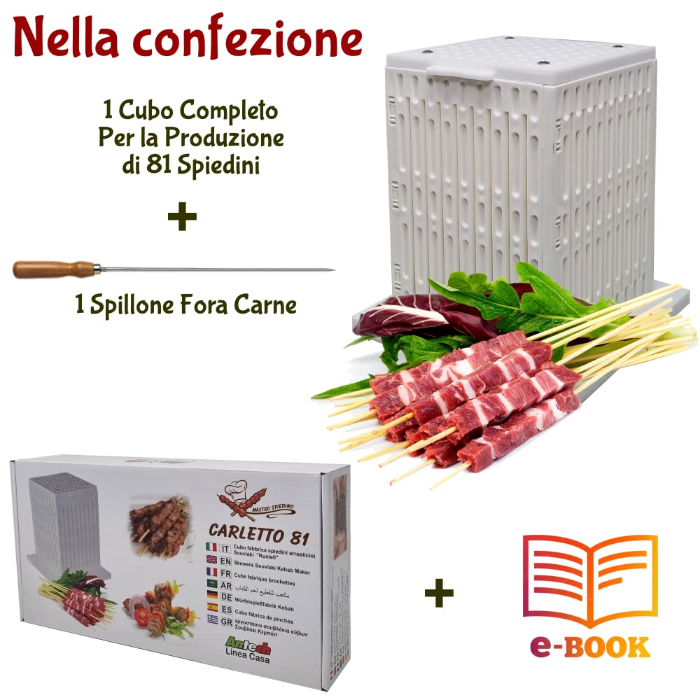 CUBE POUR ROSTICINI 64 Pcs POUR LA FABRICATION FACILE DE Rôtiers, Brochettes Viande, Poisson, Fruits, Kebab
