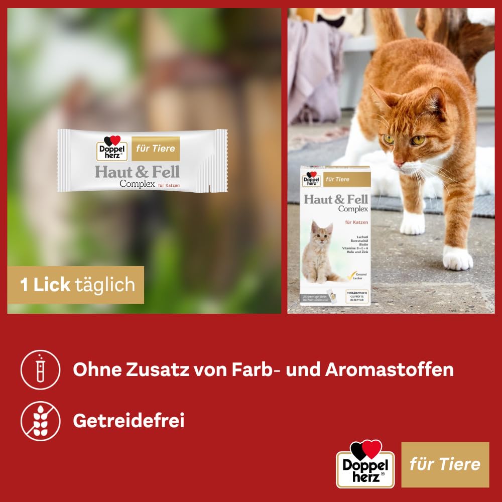 Doppelherz für Tiere Haut & Fell Complex cremige Licks für Katzen, 25 pzas Palos