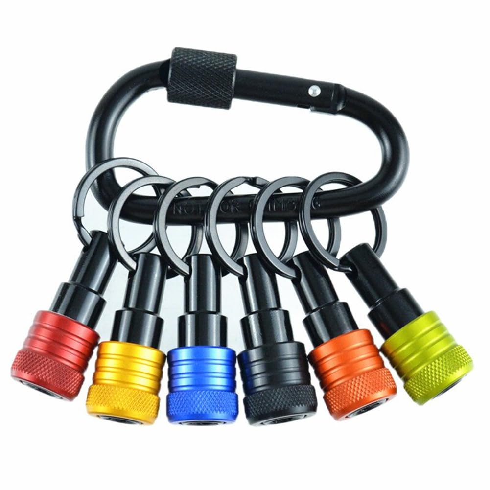 Ximie Bit Holder Keychain 6Pc -1/4In Hex Shank Bit Holders -For Nut Driver,Screwdriver & Drill Bits,Include Keychain Carabiner