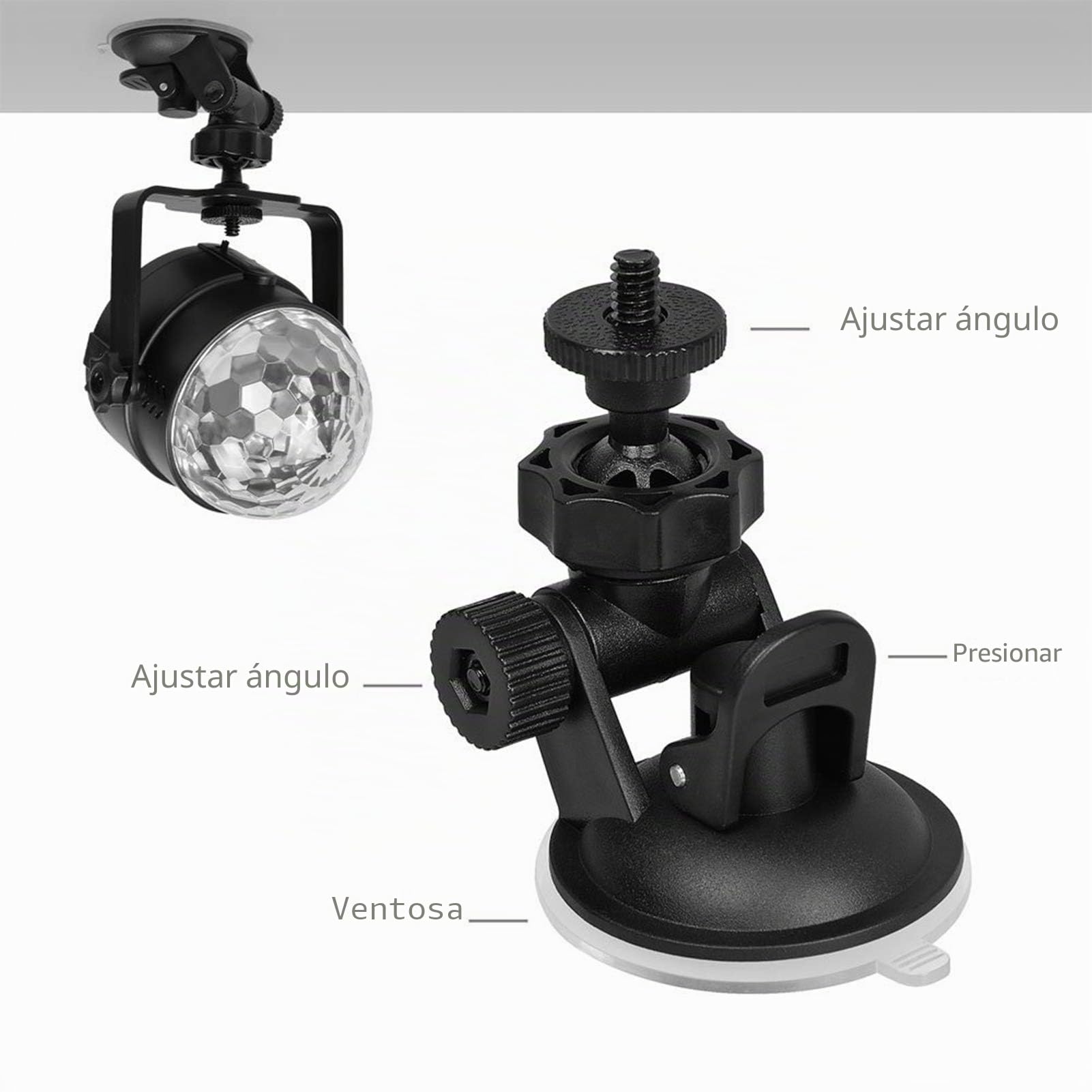 Luces Discoteca Con Batería Recargable, 15 Colores RGB LED Luz Estroboscopica Giratoria Bola Lámpara, Sonido Activado y Control Remoto para Casa, Coche, DJ, Fiesta, Cumpleaños, Bar, Navidad