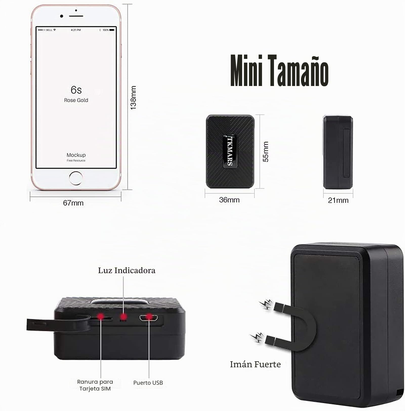 TKMARS 4G Localizador GPS para Coche Mini Rastreador GPS Alarmas Múltiples Antirrobo Puede ser Utilizado en Coche,Anciano,Niños,Mascota,Impermeable,Electric - Fence Sin Suscripción Magnético