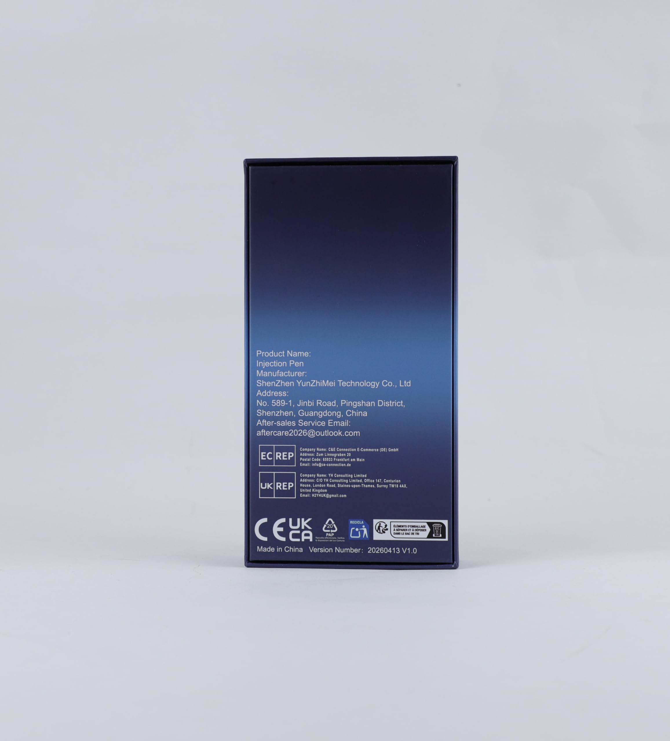 Riutilizzabile Set penna per insulina con 5 cartucce in vetro 3 ml | Penna dosatrice riutilizzabile, dosaggio preciso, 1 passo, design ergonomico, antiscivolo e portatile, blu