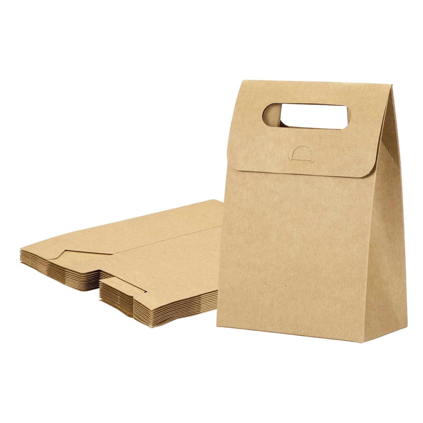 PATIKIL Kraft Paper Bags (13.5 x 8 x 19cm, Brown) (12Pcs) Stand Up Gift Bags with Handles, Suit for - Party Favor/Wedding/Bridal Shower/Festivals/Gift Packing