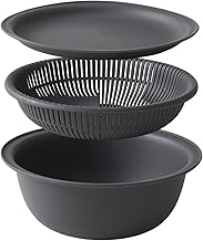 Marna K809DGY Colander Bowl, 8.3 inches (21 cm) (Microwave Compatible, Heat Resistant, Stackable Use), Includes Tray, Colander, Can Be Used For Sharpening Rice, Colander, Bowl Set, Heat Resistant