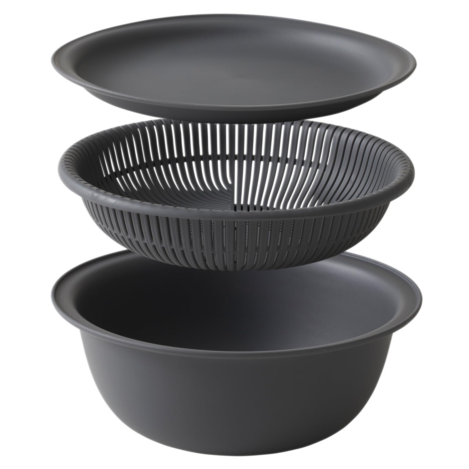 Marna K809DGY Colander Bowl, 8.3 inches (21 cm), Microwavable, Heat Resistant, Stackable, Includes Tray, Colander, Colander Bowl Set, Heat Resistant Bowl, Dishwasher Safe, Steamer, Dark Gray, Marna : 