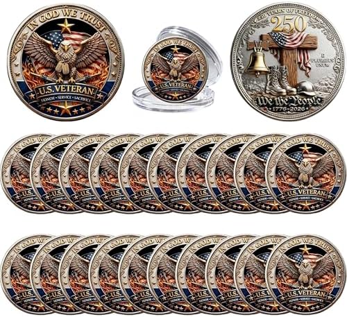 1776-2026 Patriotic Collectible Coin, Double-Sided Eagle Style Challenge Token, Decorative Keepsake Gift for Collectors, Veterans and Display Cases (20PC) - View 3