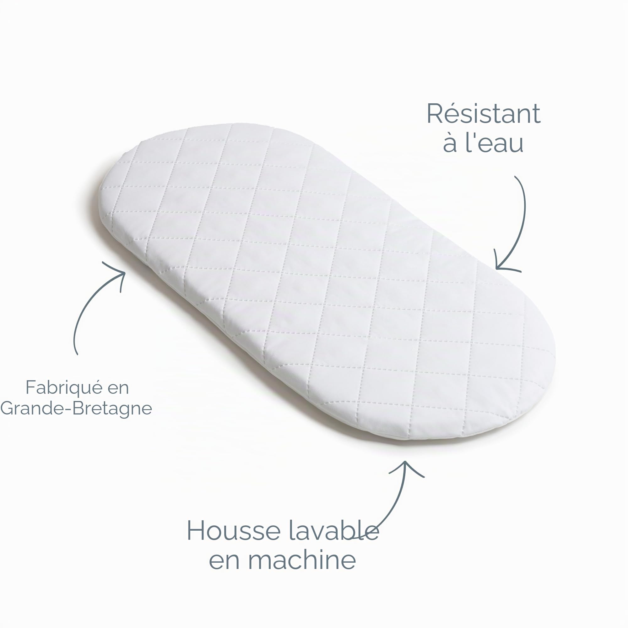 Clair de Lune Matelas matelassé Noah Pod/Palm pour couffin 74 x 28 cm
