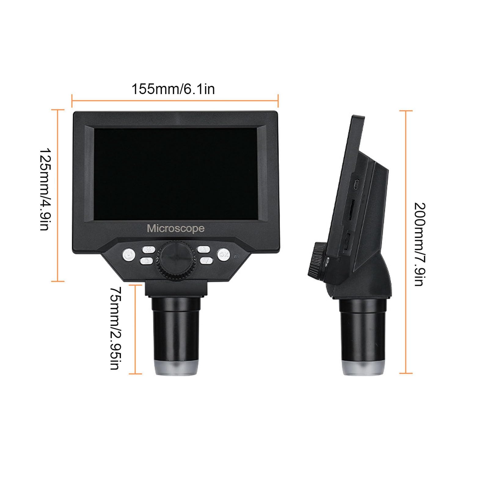 1080P-Digitalmikroskop, 5,5-Zoll-Bildschirm, 1000-fache Vergrößerung, USB-Mikroskop mit Verstellbarem Ständer für die Uhrenreparatur, Kindererziehung, für XP für OS X 10. oder Höher
