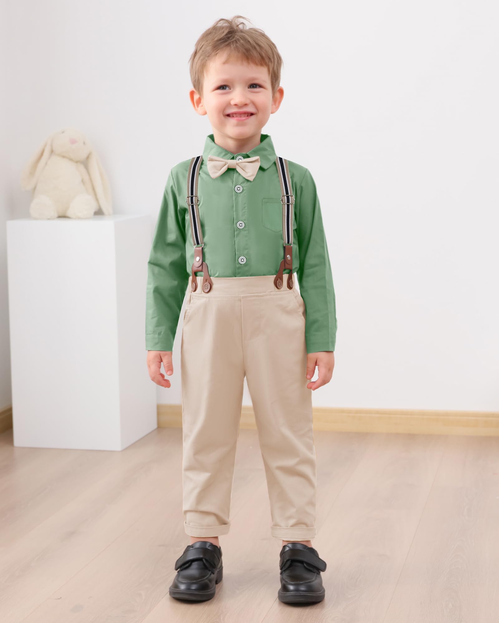 YUEMION Kleinkind Baby Jungen Kleidung Anzüge Gentleman Kleid Hemd + Fliege + Weste + Strapshose Junge formelle Hochzeit Outfits Set 1-5T