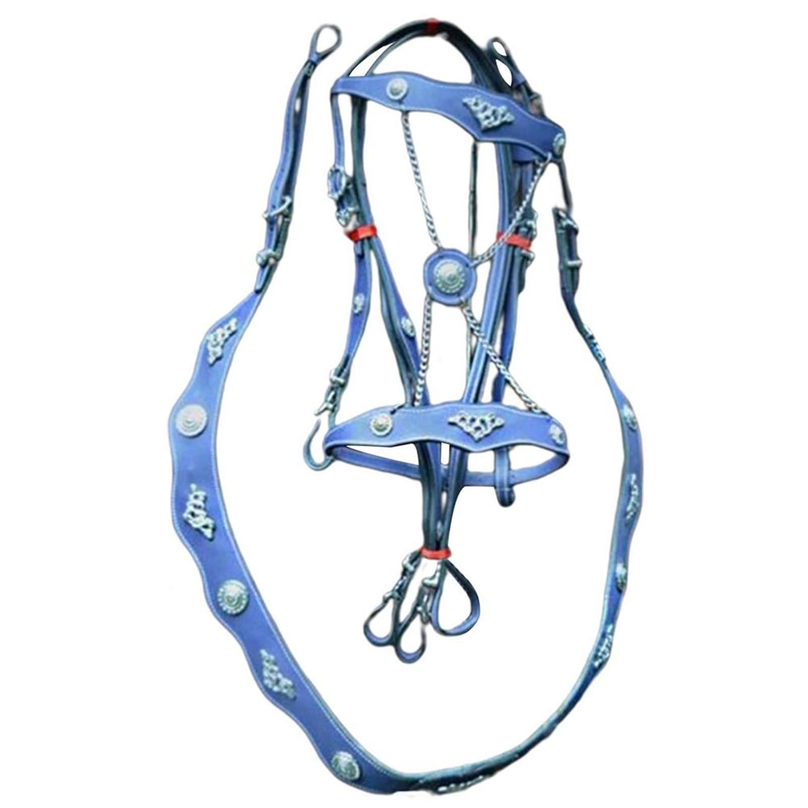 Halfter Für Pferde Ungefesselte Halfter und Führseile aus PU-Leder for Pferde, ergonomisch, bequem, mit Metallschnalle(Blue)