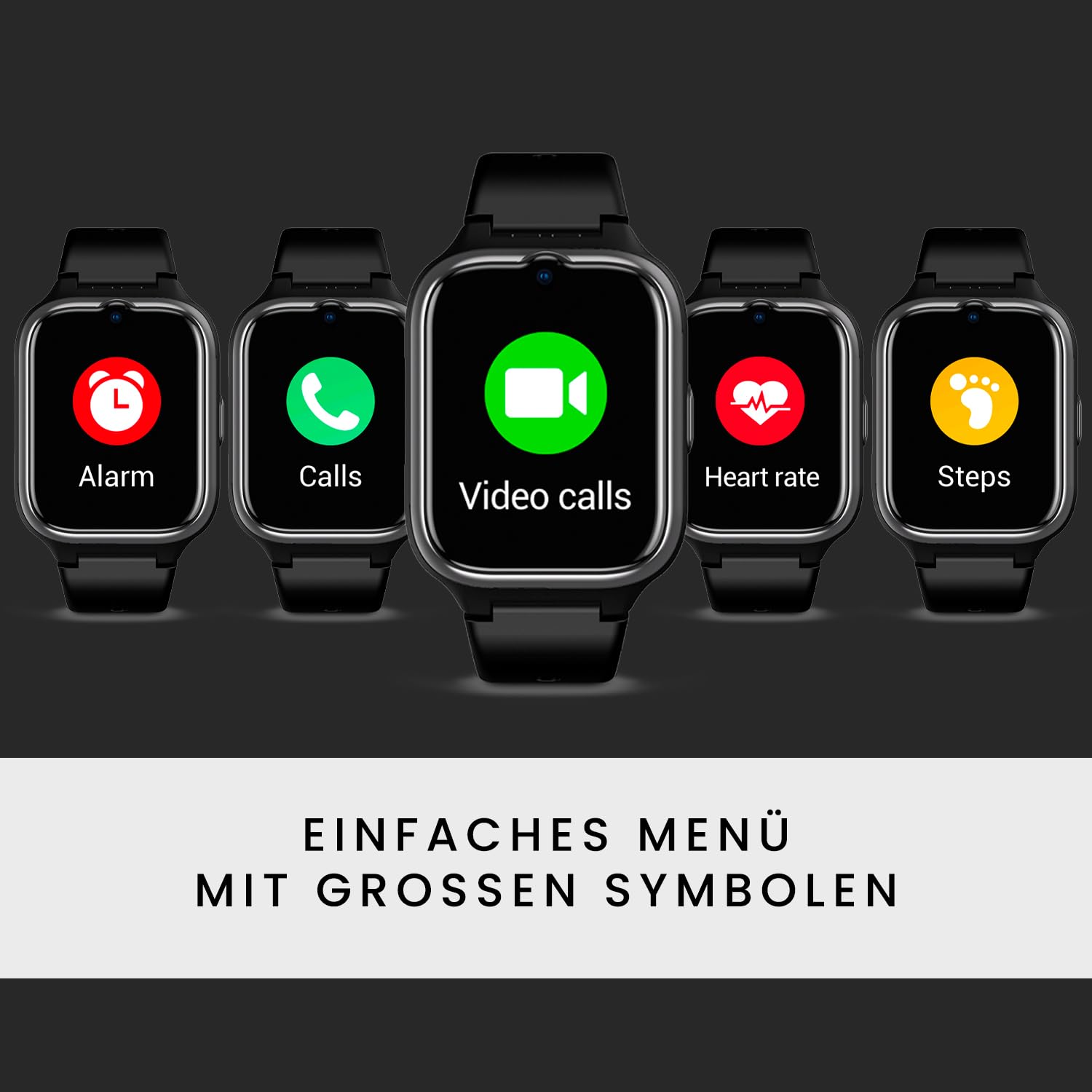 SPC Smartee 4G Senior – Smartwatch für Senioren mit großen Buchstaben, SOS-Taste, GPS und Sicherheitskreis, Anrufen/Videoanrufen, Herzfrequenz und Smartwatch-Verwaltung über die App SPC Smart Clan