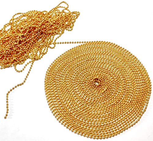 Image of GoSetGet! 1.5mm Gold Metal Ball Chain for Jewelry Making, Fountain Chain, Crafts, Decorative, Long Lasting Golden Shine(12 Mtr)