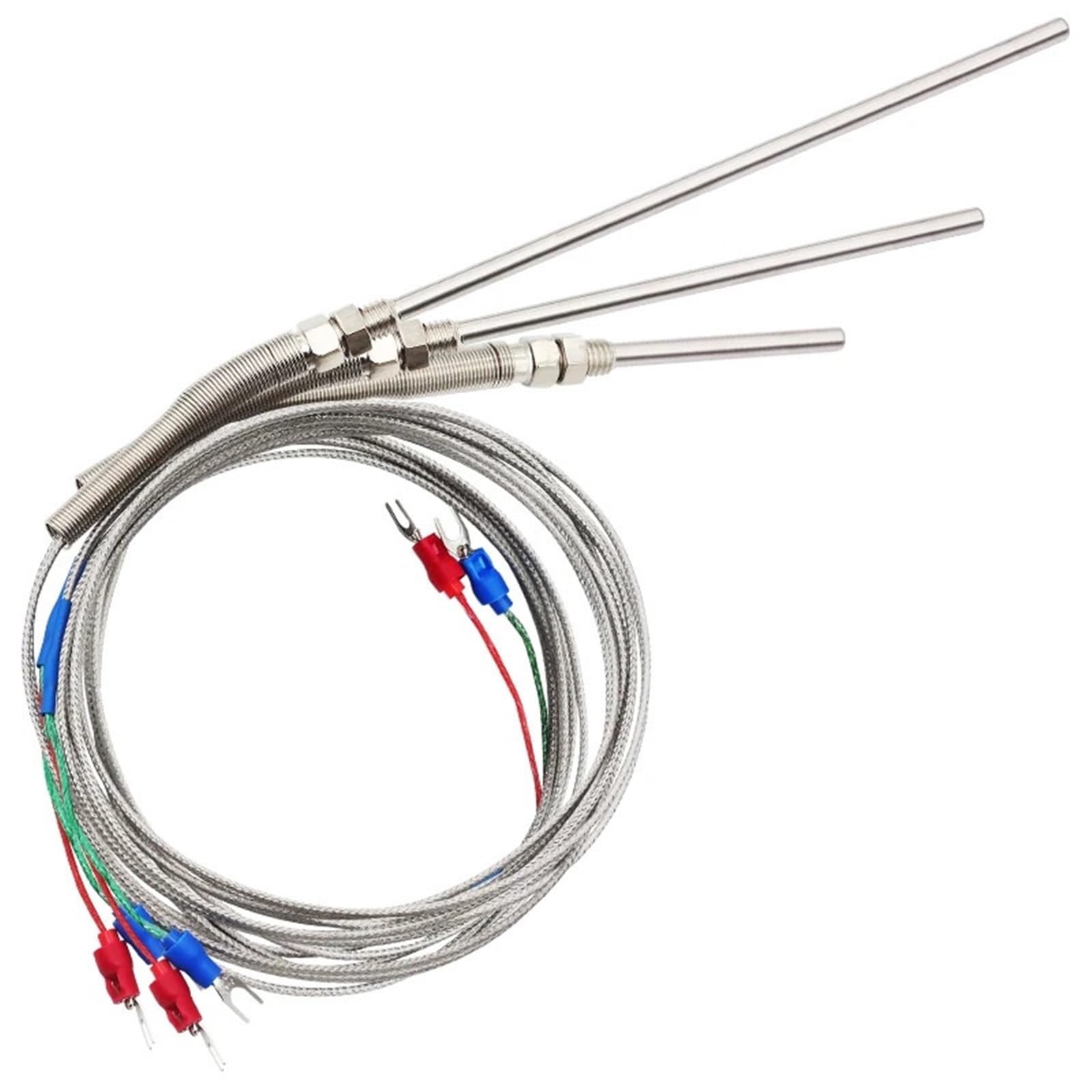 Sensor de Temperatura PT100, 1m, 2m, 4m, 5m, Tipo KJ M8, Rosca de 50mm, 100mm, 150mm, 200mm, termopar de sonda de Resorte de compresión(1m Type PT100,150mm)