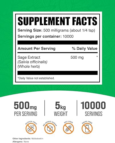 Miniatura 2 de BulkSupplements. com Polvo de extracto de salvia  Suplemento de hierbas en polvo, suplemento de salvia  para la salud inmune  500 mg de extracto de