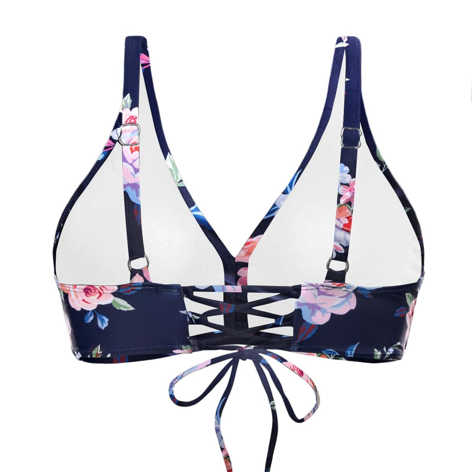 Zestawy Bikini Dla Kobiet Damski Top Od Pełne Pokrycie Bez Dołu Stroje Kąpielowe Push-up Stanik Sportowy Topy, Ciemnoniebieski, S