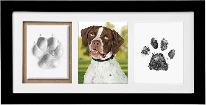 Dog Paw Print Kit Keepsake, Pet Paw Print Impression Kit with No Toxic Clay and No Mess Ink Pad, Wood Pet Memorial Picture Frame, Dog Memorial Gifts for Pet Lovers