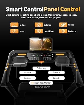 TREAFLOW Folding Treadmill with 25% Auto Incline, 3.5HP