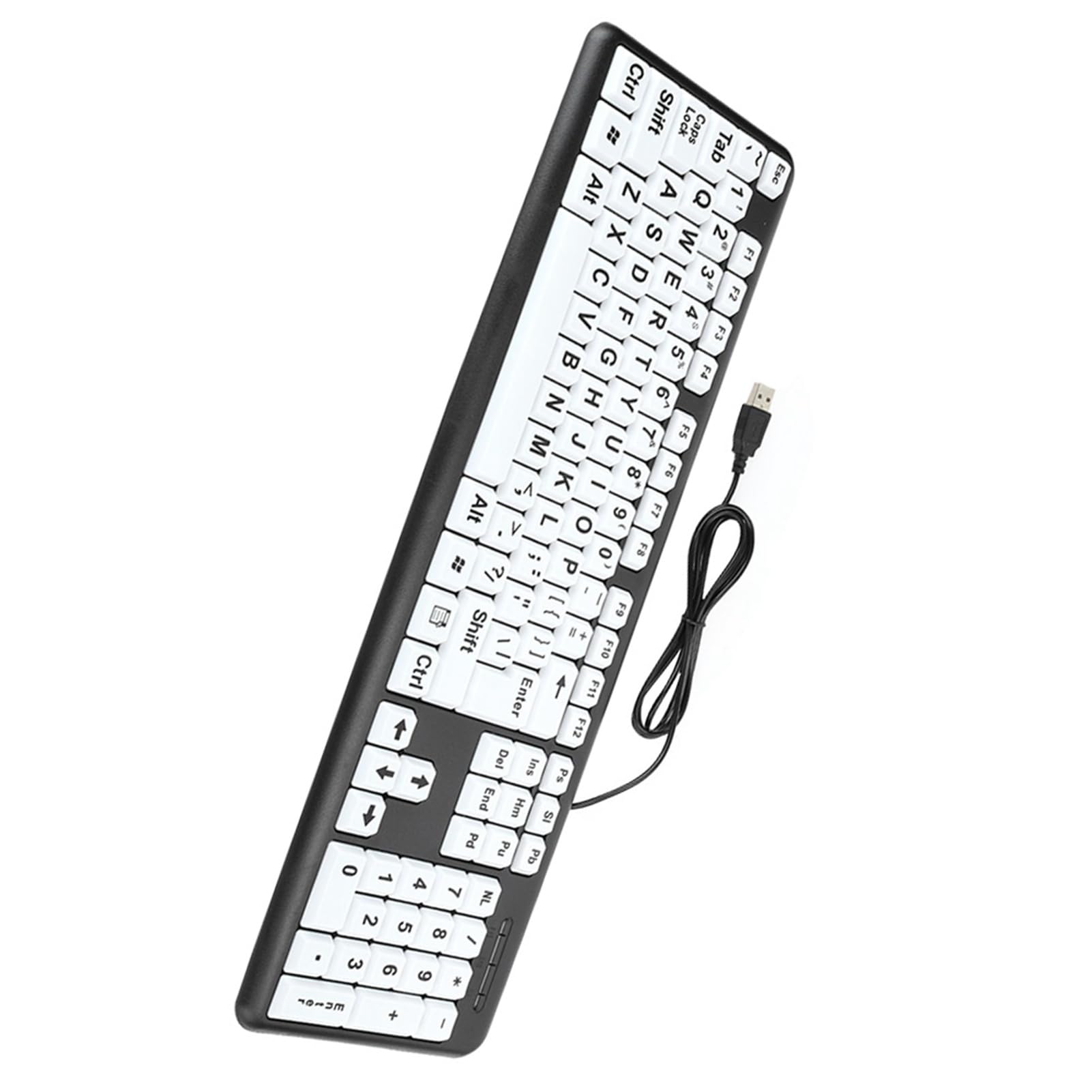 Cocoarm Tastiera per Ipovedenti, Tastiera USB Cablata di Grandi Dimensioni con 104 Tasti per Anziani, Design Ergonomico per un Facile Utilizzo (BLACK)