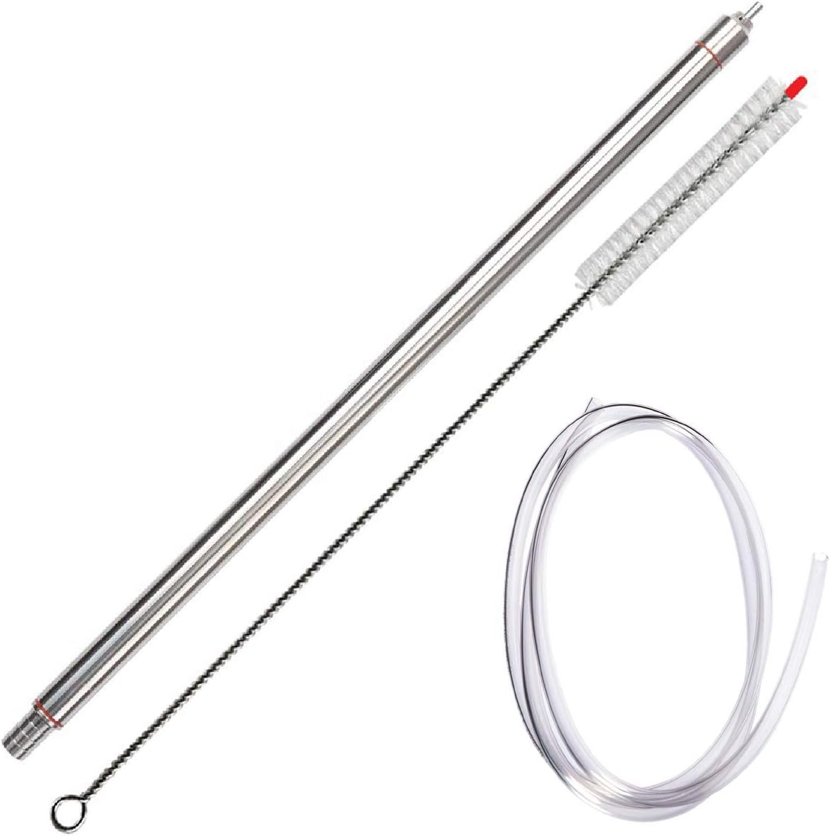 Professional 14" Stainless Steel Spring-Loaded Bottle Filler Pro-Grade Kit with 6.5ft NSF Tubing & Cleaning Brush – Homebrew Equipment for Beer, Wine, Kombucha, and More