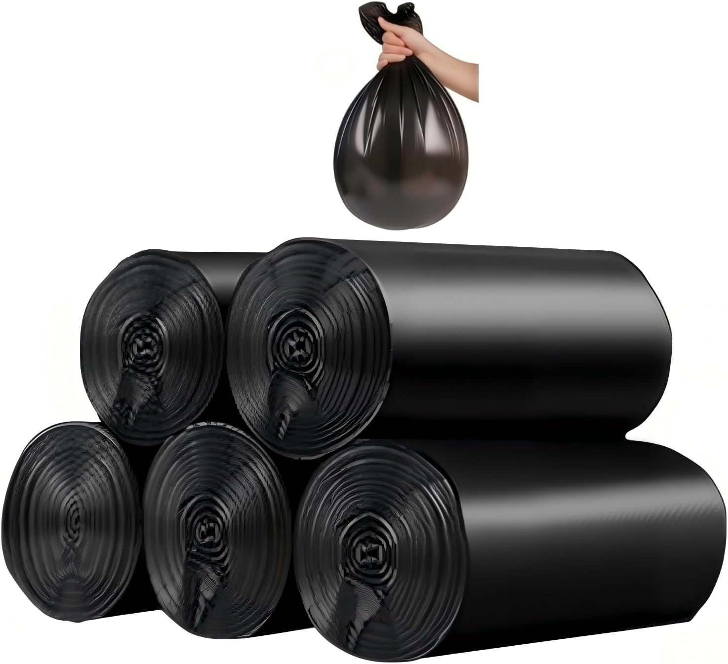 100 Count 4 Gallon Trash Bags, Strong Leakage-Free, Small Garbage Bags for Bathroom, Office, Kitchen, Unscented, Thick, Black