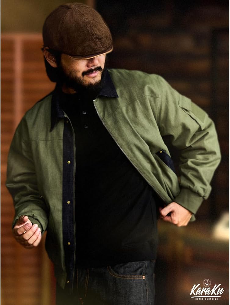 Amazon | [karaku] デニム配色切替 裏中綿キルティングMA-1改良型