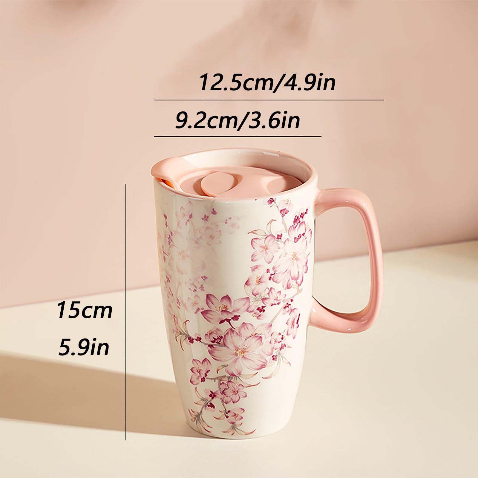 600ml / 20oz, Kaffeetasse mit Deckel, Partybecher, Stilvoll und Elegant, mit Hitzebeständigem Griff, Ideal für Zuhause, Büro und Den Alltag(White)