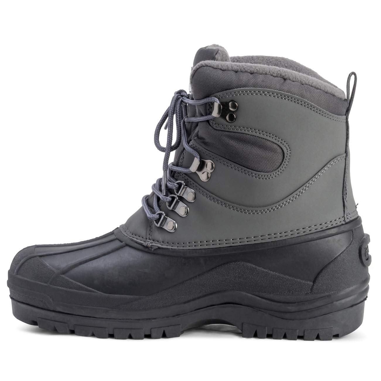 Polar Men’s Waterproof Snow Boots - Insulated Winter Walking Boots with Rugged Rubber Sole, Lace-Up Closure & Fleece Lining - Durable Outdoor Cold Weather Footwear - Grey - UK9/EU43