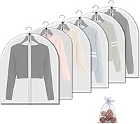 Vista 12 de Fundas de plástico para colgar la ropa (juego de 12) protectores de ropa de armario, funda transparente transpirable con refuerzo de 2 pulgadas