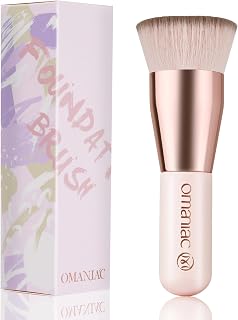 Flat Top Kabuki Foundation Brush, Portable Travel Face Makeup Brush for Liquid, Concealer, Powder, Cream, Blending, Buffing, Stippling, Birthday Gift for Women