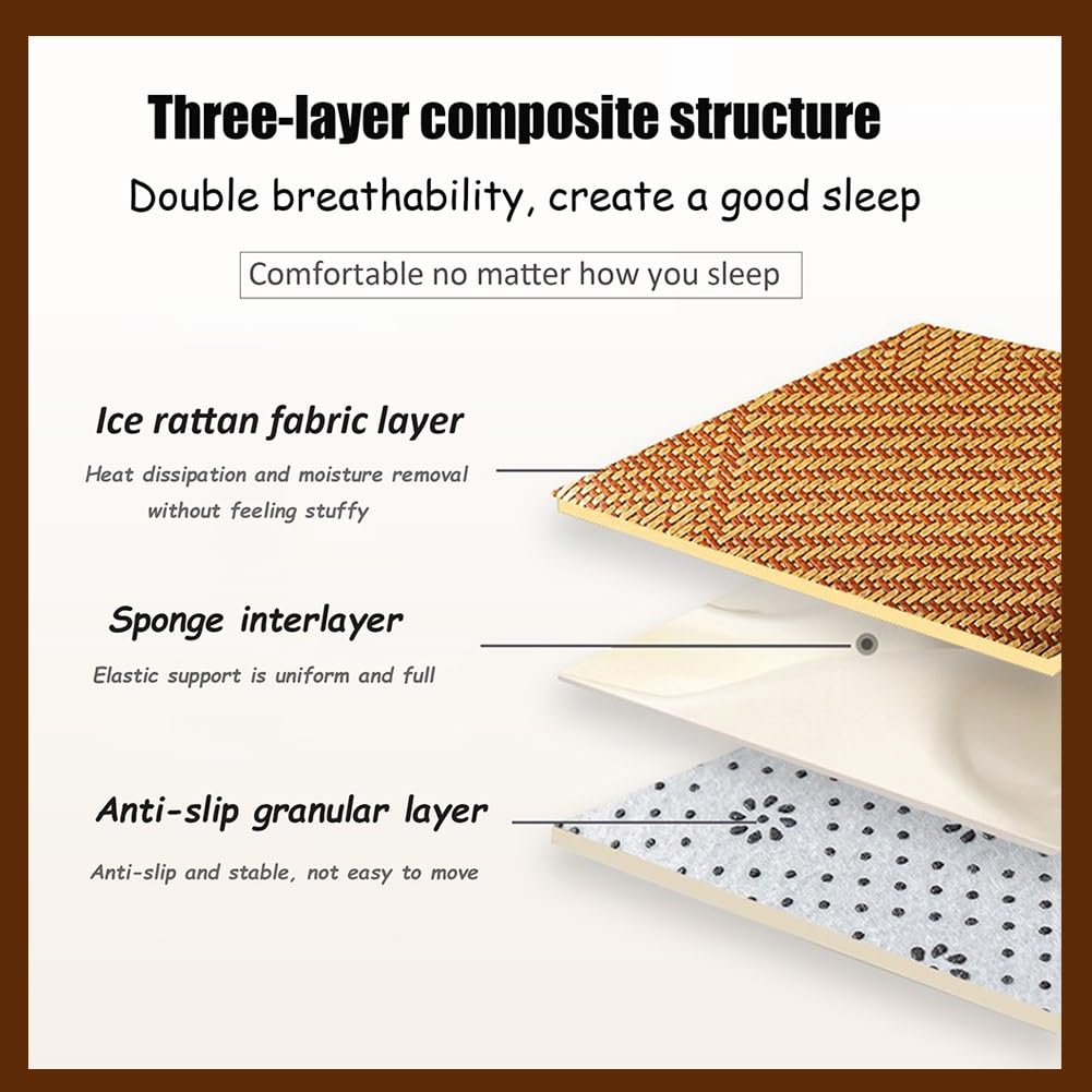 Tappetino Tatami Giapponese Tradizionale in bambù e Rattan Intrecciato, Materasso futon Giapponese Arrotolabile, Tappetino Gigante in Memory Foam for Meditazione e Gioco Zen(Hazel,150x200cm)