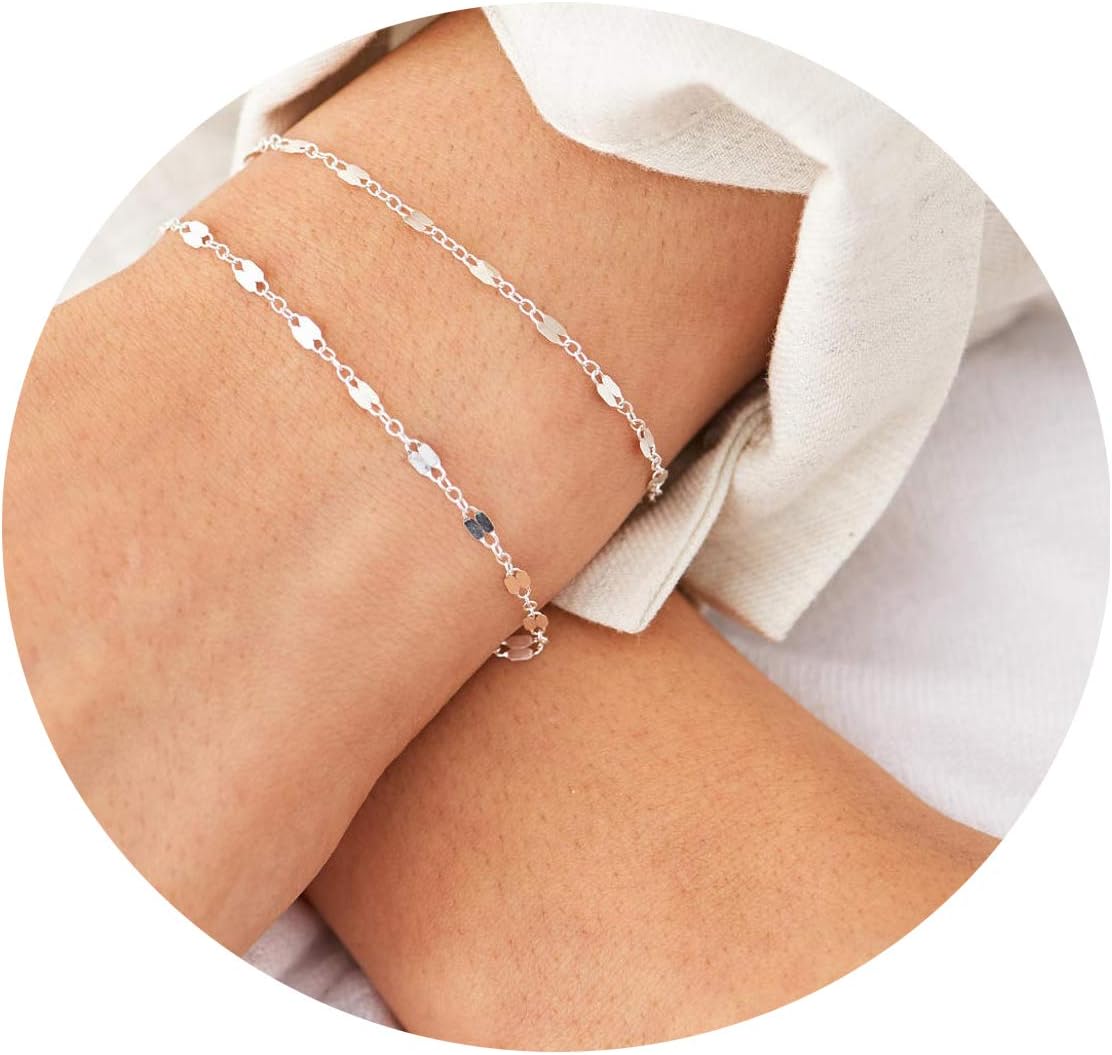 TasisoDainty Gold Bracelets for Women Cute Mariner Link Bracelets Simple Gold Chain Bracelet Minimalist Handmade Jewelry Gift 6.5Inch