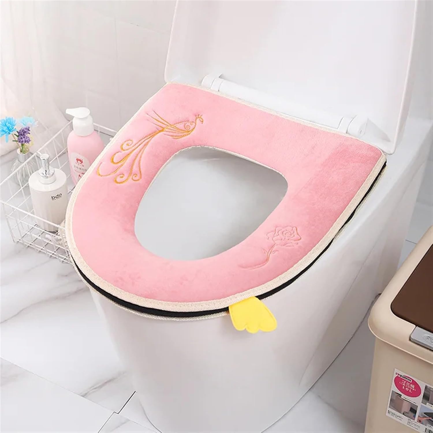 Plush Toilet Seat Home Waterproof Toilet Cover Universal Models Toilet Ring Washable Zipper Toilet Seat Toilet Ring Bathroom Mat (Size : Gray)