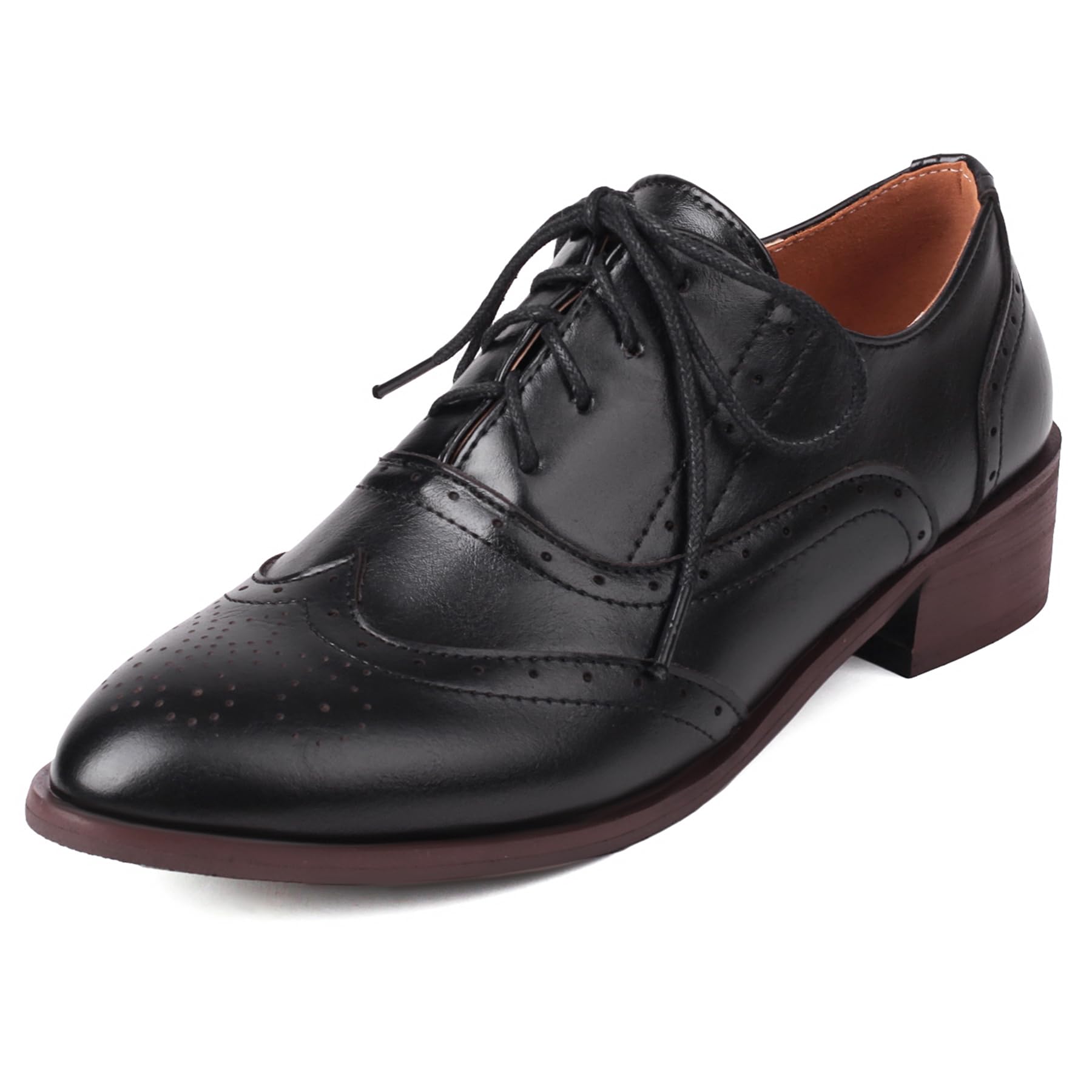 Gicoiz Pointed Toe Oxford Women Brogue Lace Up Mens Derby