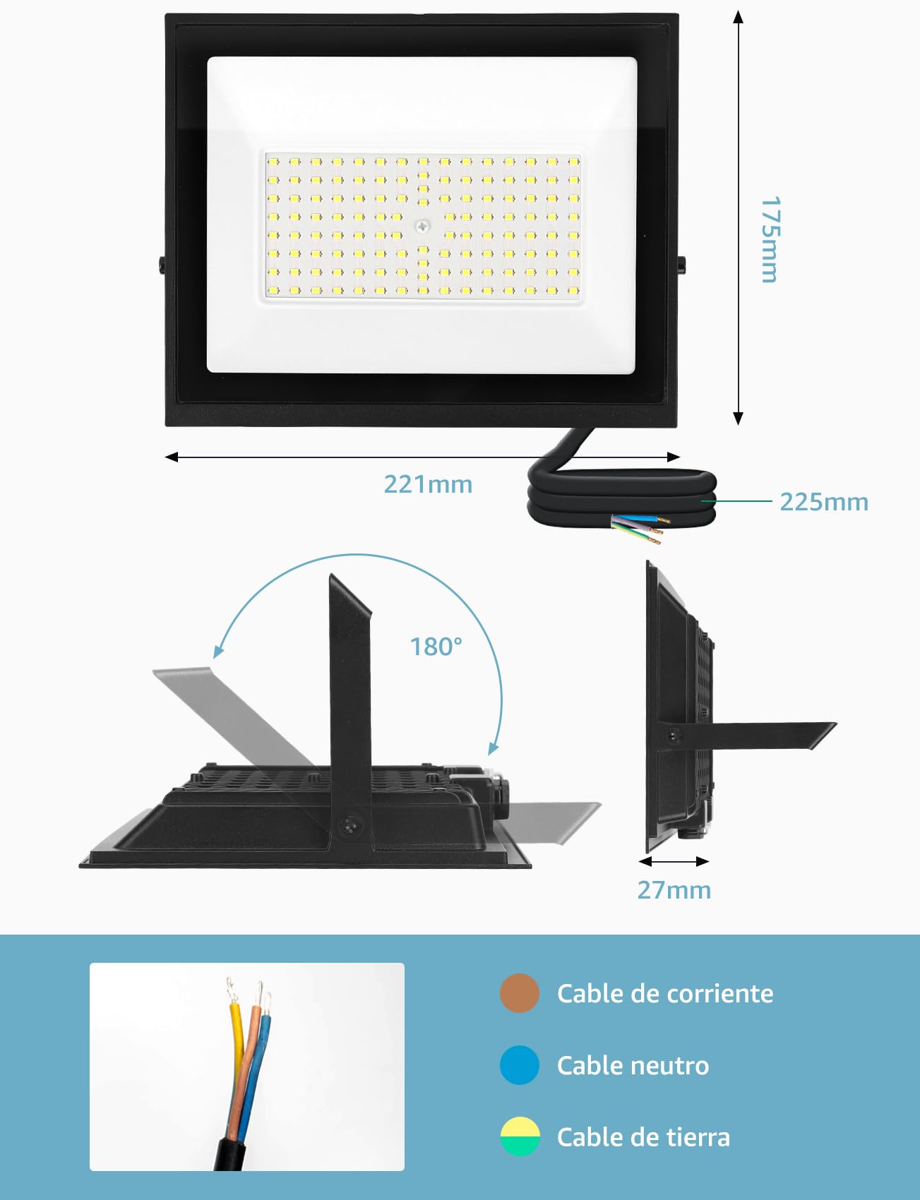 Aigostar Foco LED Exterior 70w 6300LM, Impermeable IP65,6500K, 10pcs | Foco Proyectore LED Exterior Impermeable IP65 Focos LED Exterior 6500K Blanco Frío para Garaje,Jardín,Patio,Parque