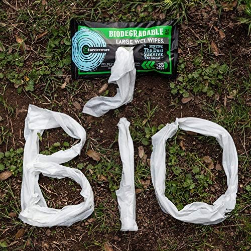 Surviveware Flushable Wipes for Adults, Men or Women - Unscented Biodegradable Wet Wipe for Face, Body & Butt - Post Workout, Travel & Outdoors, Camping - 15 Count, Pack of 1
