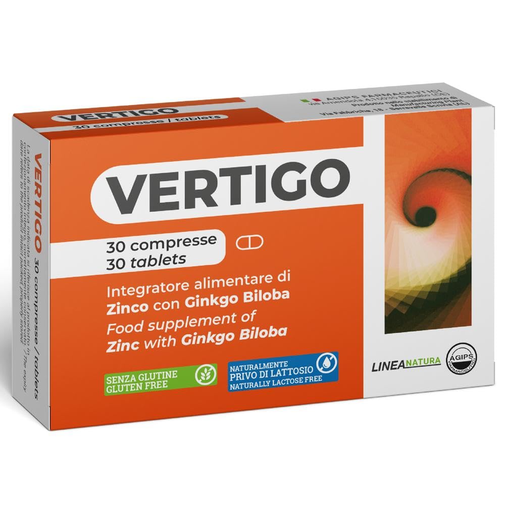 Vertigo Acufene Ronzio Orecchio Vertigini Integratore Alimentare con Zinco Ginkgo Biloba 30 compresse Agips