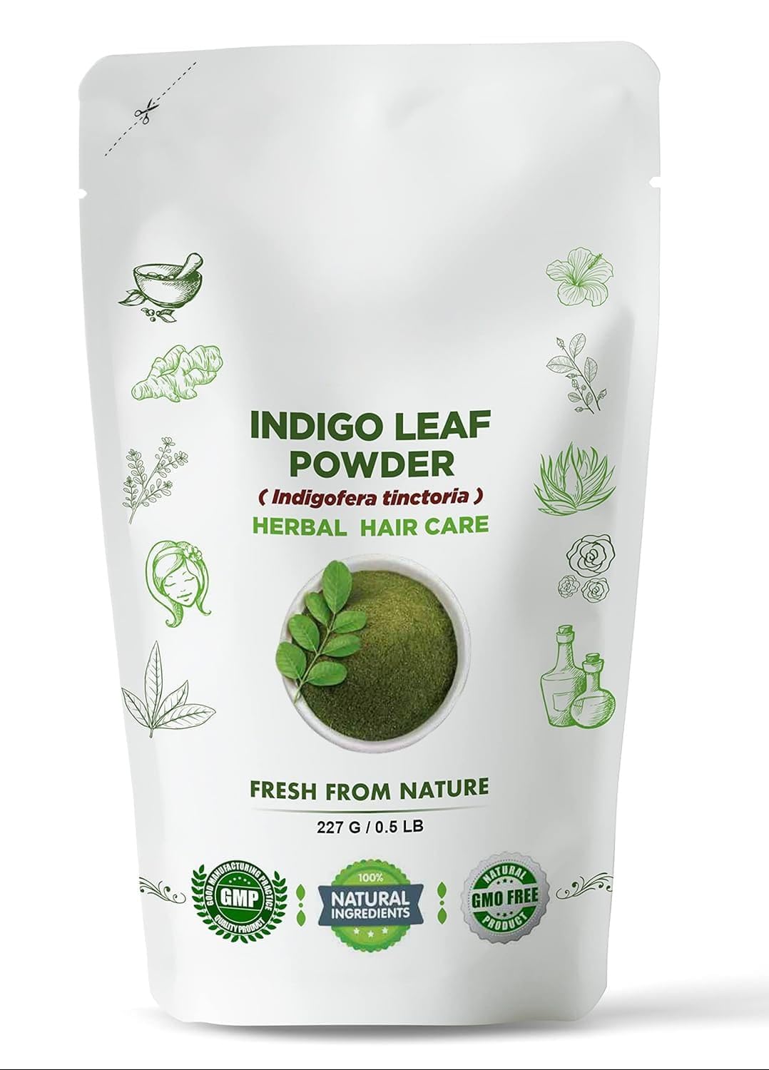 Indigo Leaves Powder | Indigofera tinctoria | Hair Care for black Hair | For Men & Women | 227 gm