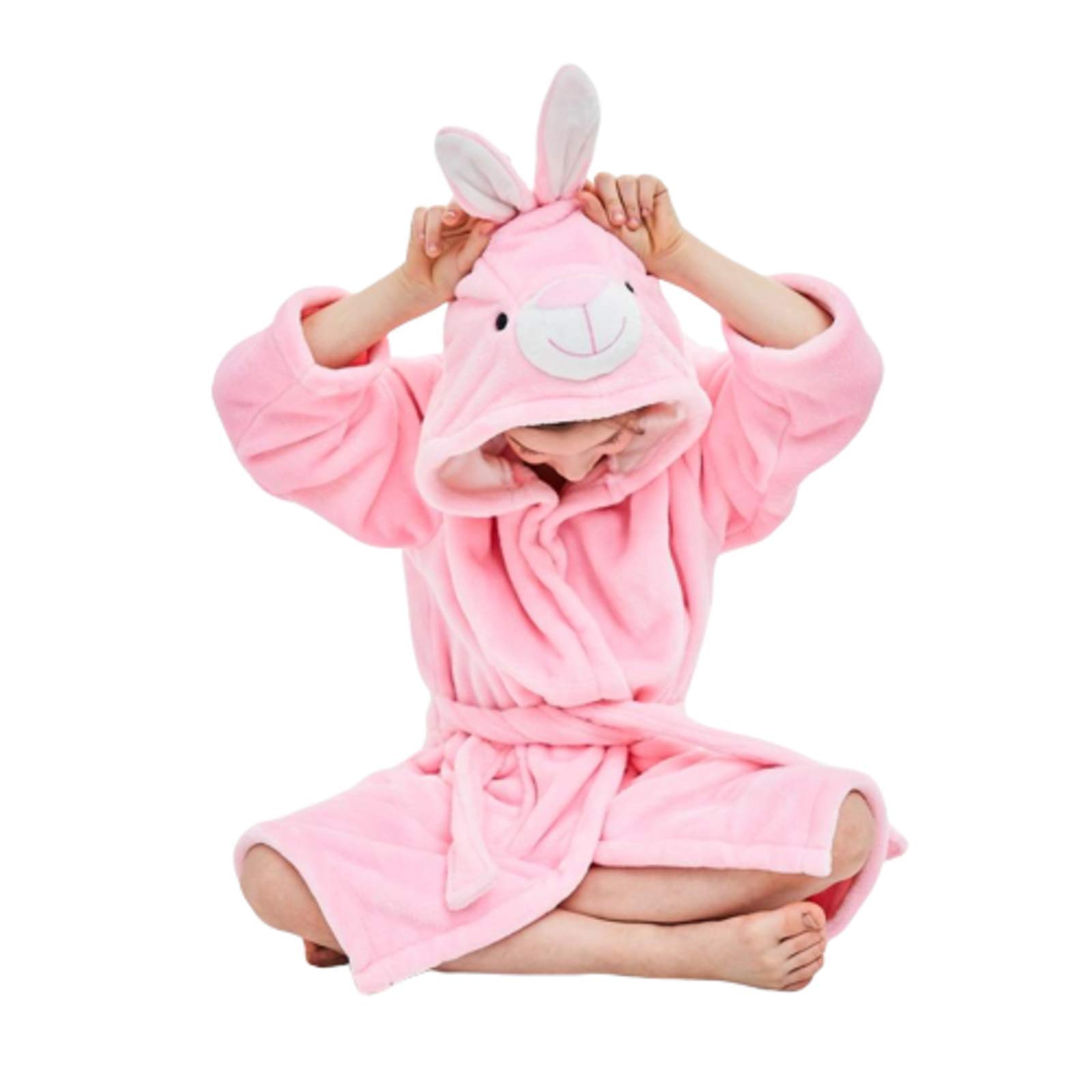 Children Flannel Bathrobe Nightwear Dressing Gown Boys Girls Pajamas Animal Hooded Towel Cartoon Bath Robe