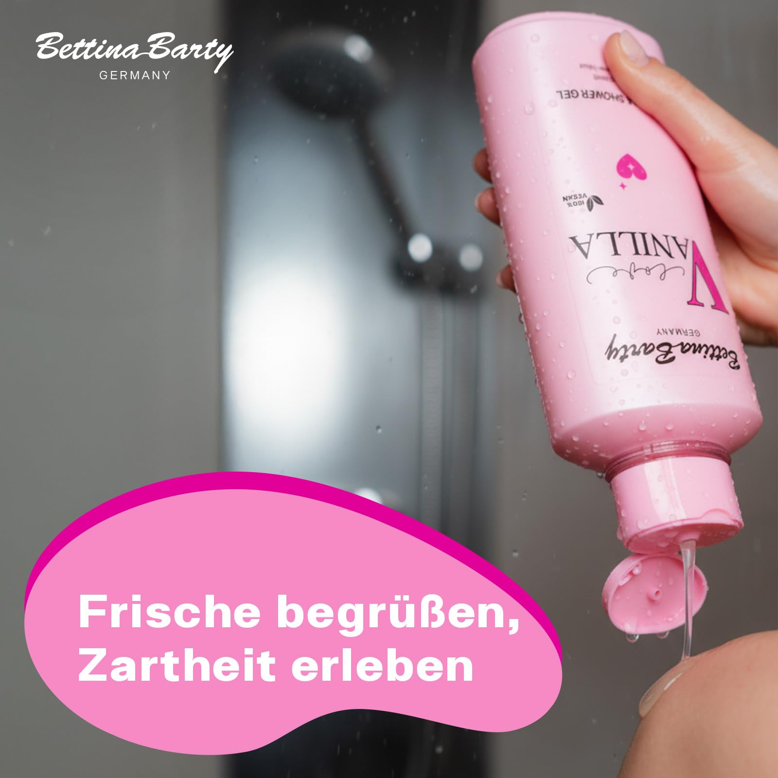 Bettina Barty Love Vanilla Bath & Shower Gel 12 x 500 ml – Duschgel mit süß-warmem Vanilleduft – Feuchtigkeitsspendende Pflege für alle Hauttypen
