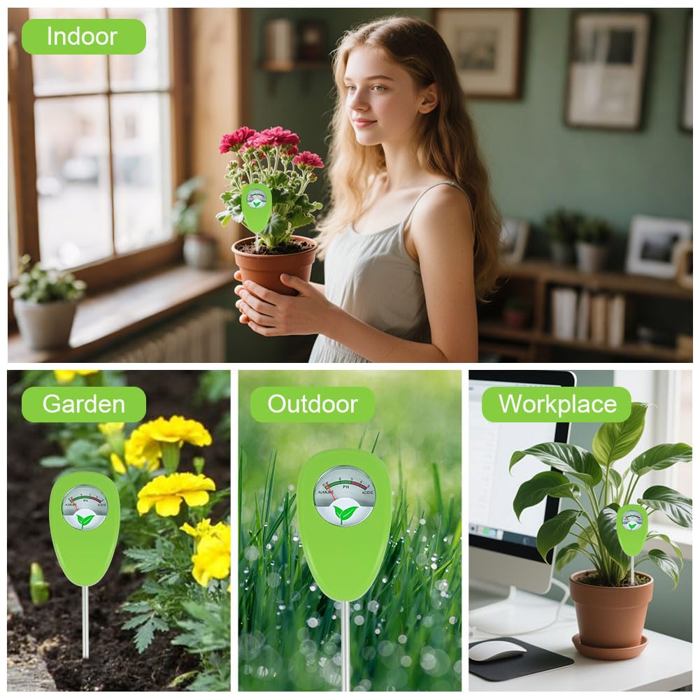 Medidor de pH del Suelo, Detector de pH de Precisión para Plantas, Medidor Portátil de pH del Suelo para el Cuidado de Jardines, Agricultura y Plantas de Interior y Exterior (No Requiere Pilas)