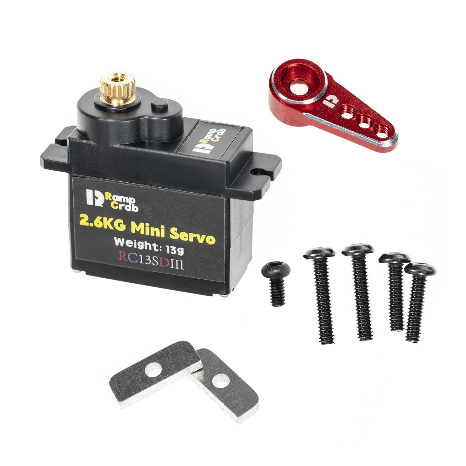RampCrab Micro Servo with Servo Horn for FCX24, RC Car Model Parts, Upgrade Parts for Crwaler 1/24 Scale FCX24 Power Wagon Butcher & Max Smasher Big Foot Monster Truck, K5 (Red)