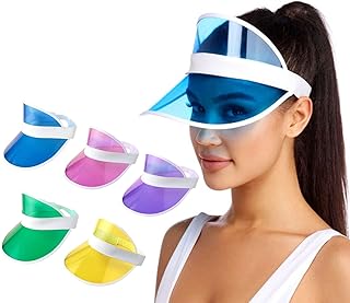 5 Stück Unisex Pub Golf Visier Festival Kunststoff Sonnenblende Hüte Sonnenschutz Tennis Visier Wasserdicht Pool Strand Sommer Visier Retro Neon Poker Hut Junggesellenabschied Kappe 80er Jahre Kostüm