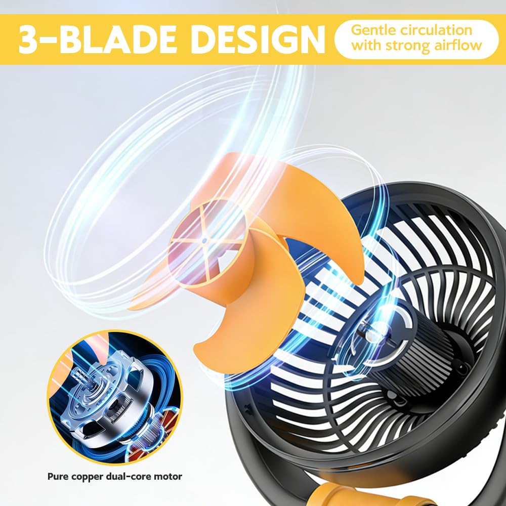 Ventilatore Auto, Ventilatore Auto Doppia Testa, 360° Ruotabile Ventola, 12 V Ventilatore da Auto con Presa Accendisigari, 2 Velocità per SUV RV ATV Camion Camper Auto Furgone Barca