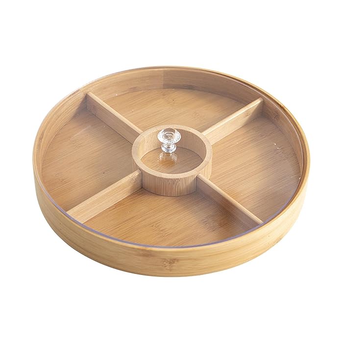 Buy Divided Serving Tray, Bamboo Dried Fruit Box with Lid, Serving