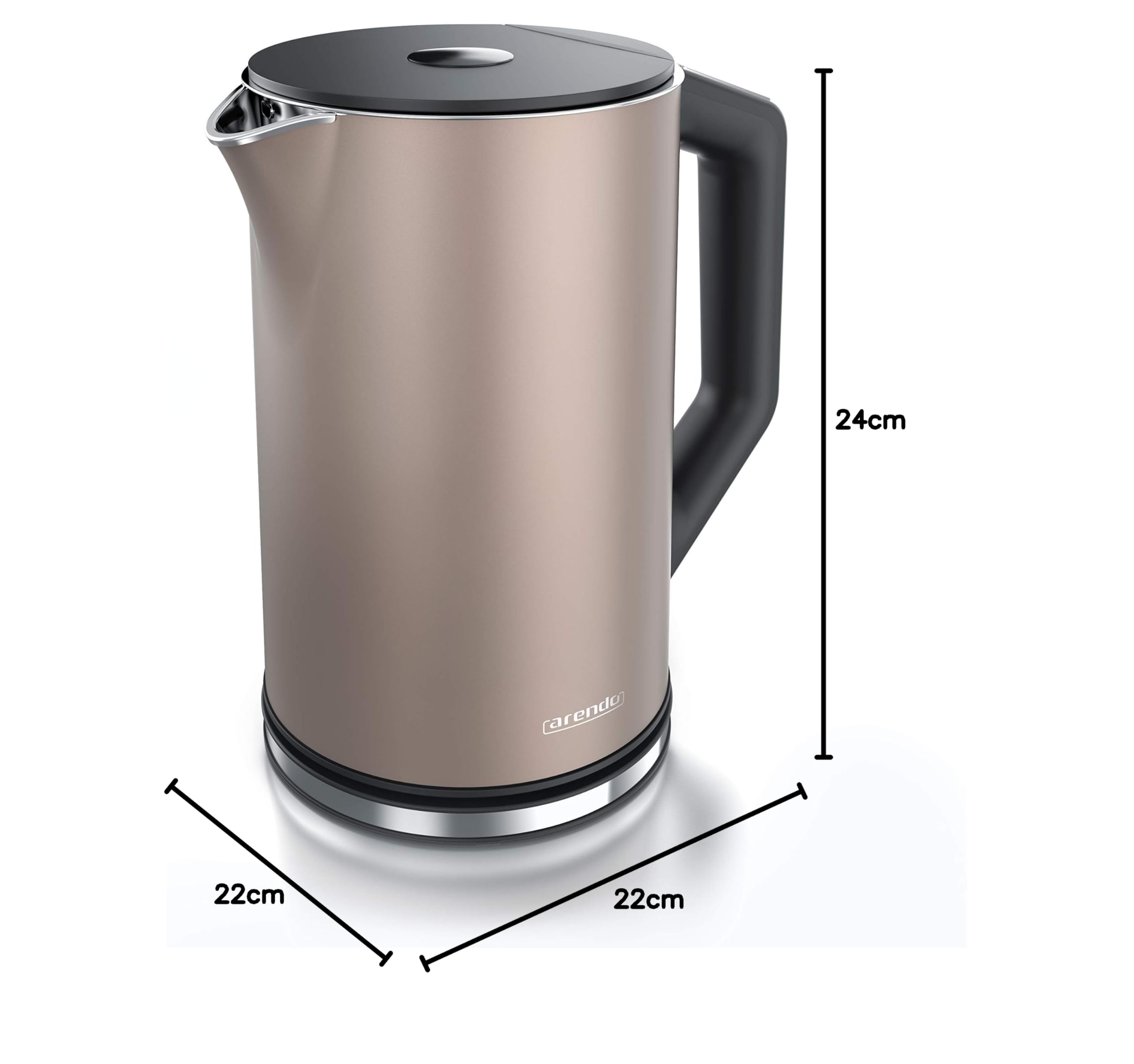 Arendo - ELEGANT - czajnik ze stali nierdzewnej z regulacją temperatury 40-100 stopni w 5 krokach - podwójna ścianka - 1,5L - 2200 W - czajnik do herbaty z wyświetlaczem temperatury - brązowy