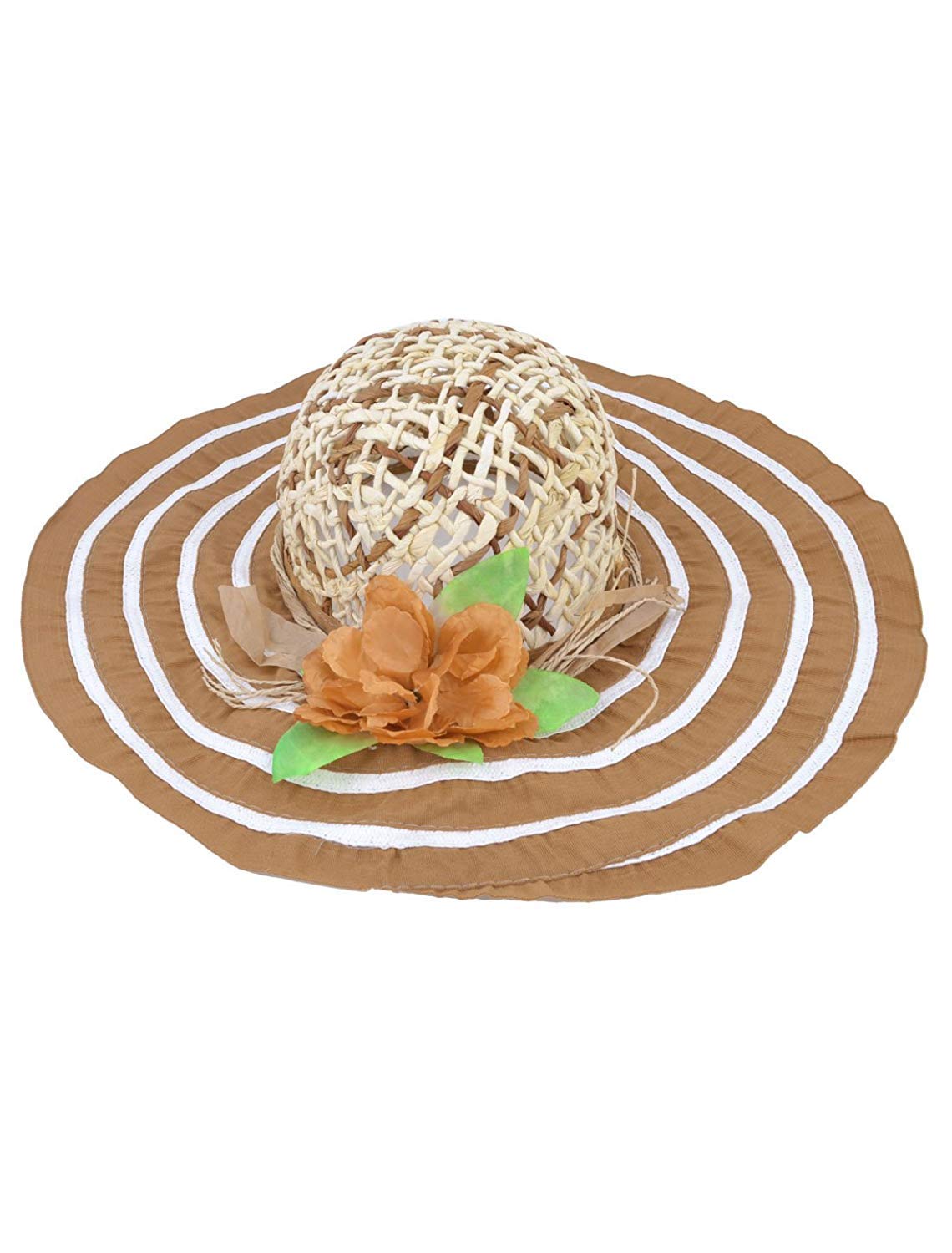 ELECTROPRIME Women Elastic Band Wide Brim Meshy Sunbonnet Summer Beach Hat Brown